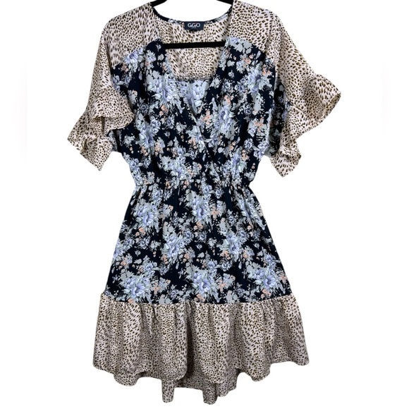 Gigio Dresses & Skirts - GiGiO Ruffle Sleeves Fall Design V-Neck Floral Summer Spring Dress Women's Sz S